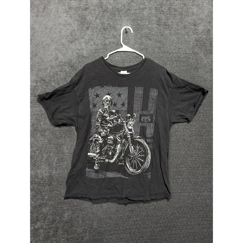 Delta Pro Weight Mens Route 66 Skeleton Biker Graphic T-Shirt Black XL 2037